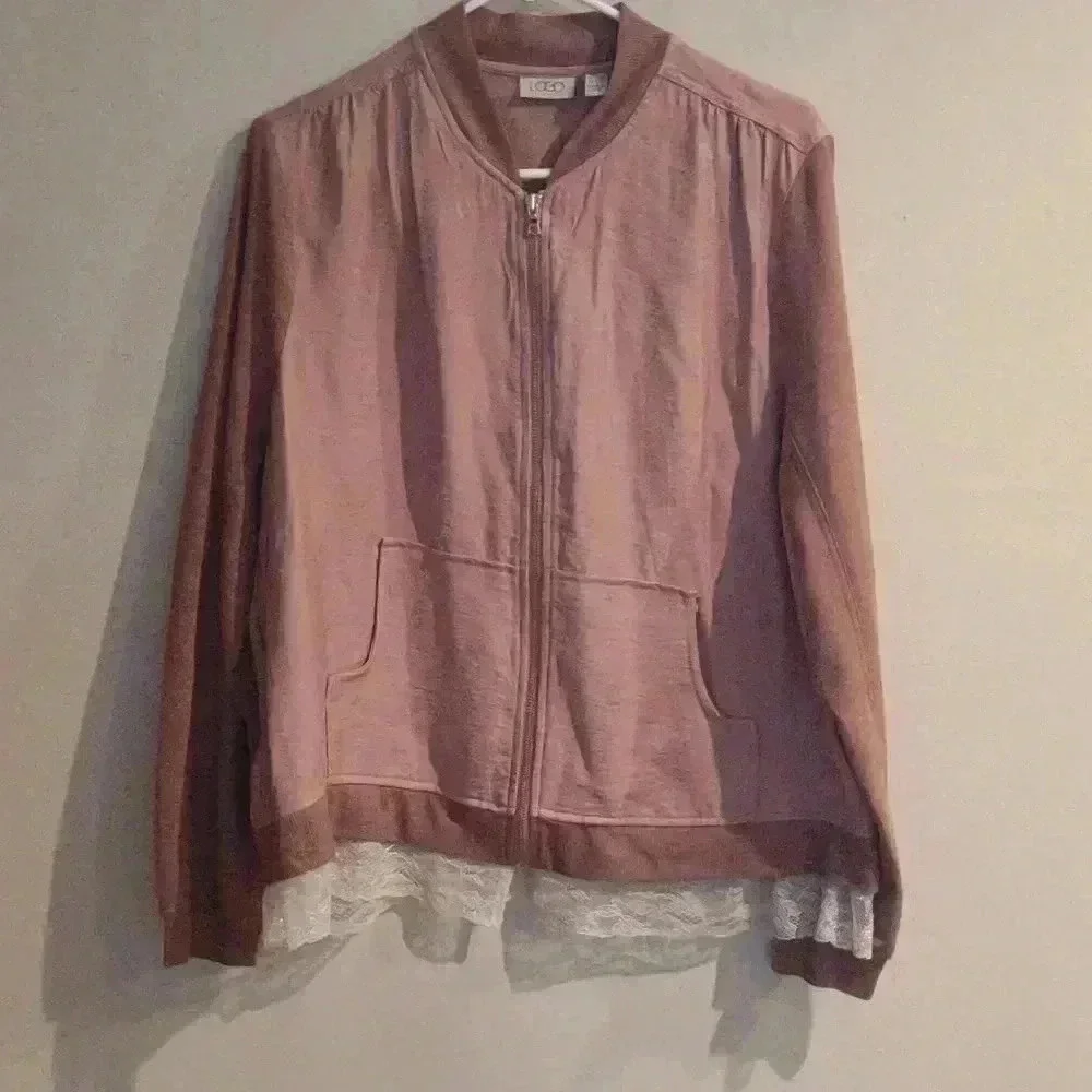 Women's‎ LOGO Lori Goldstein zip up jacket mauve size 14
